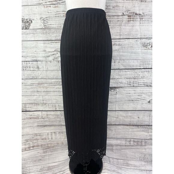 Carole Little Skirt size 6 Long Maxi Black Pencil Stretch Eyelet Wedding Church - Picture 2 of 8